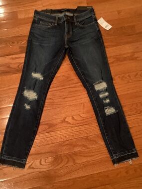 J Brand Dark Indigo Distressed Skinny Jeans